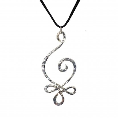 Hand Shaped and Hammered Silver Pendant