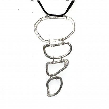 Hand Shaped and Hammered Silver Pendant